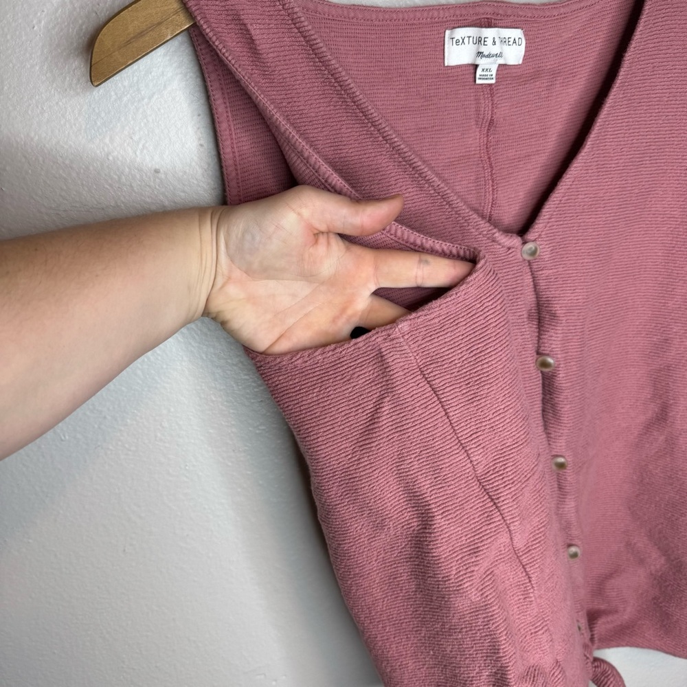 Madewell Texture & Thread Button-Front Tie Tank Top In Blush Pink - Picture 5 of 10